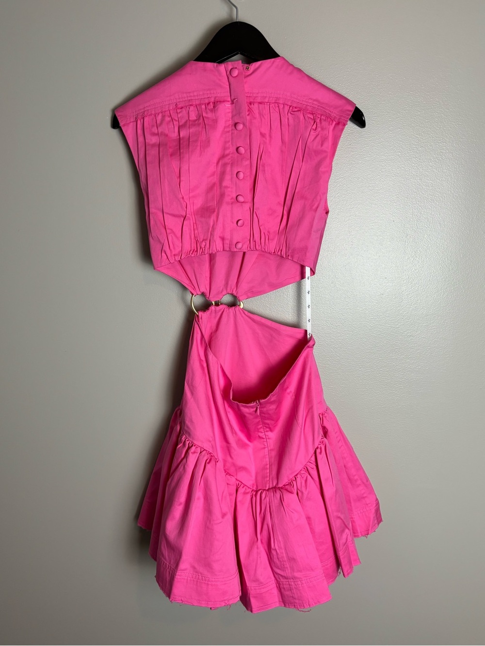Aje Solstice Ring-Front Cutout 100% Cotton Mini Dress in Bright Pink Size 6 - Picture 4 of 16